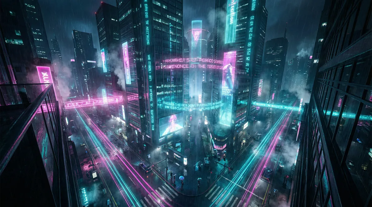 麻豆MD传媒在饯观看免费 竖屏短剧平台首页背景 - 赛博朋克都市夜景